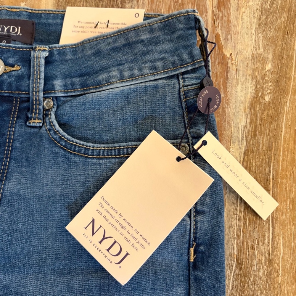 NYDJ Ellison High Rise Straight Ankle Jeans Indigo Peak MANV9260 Womens 0
